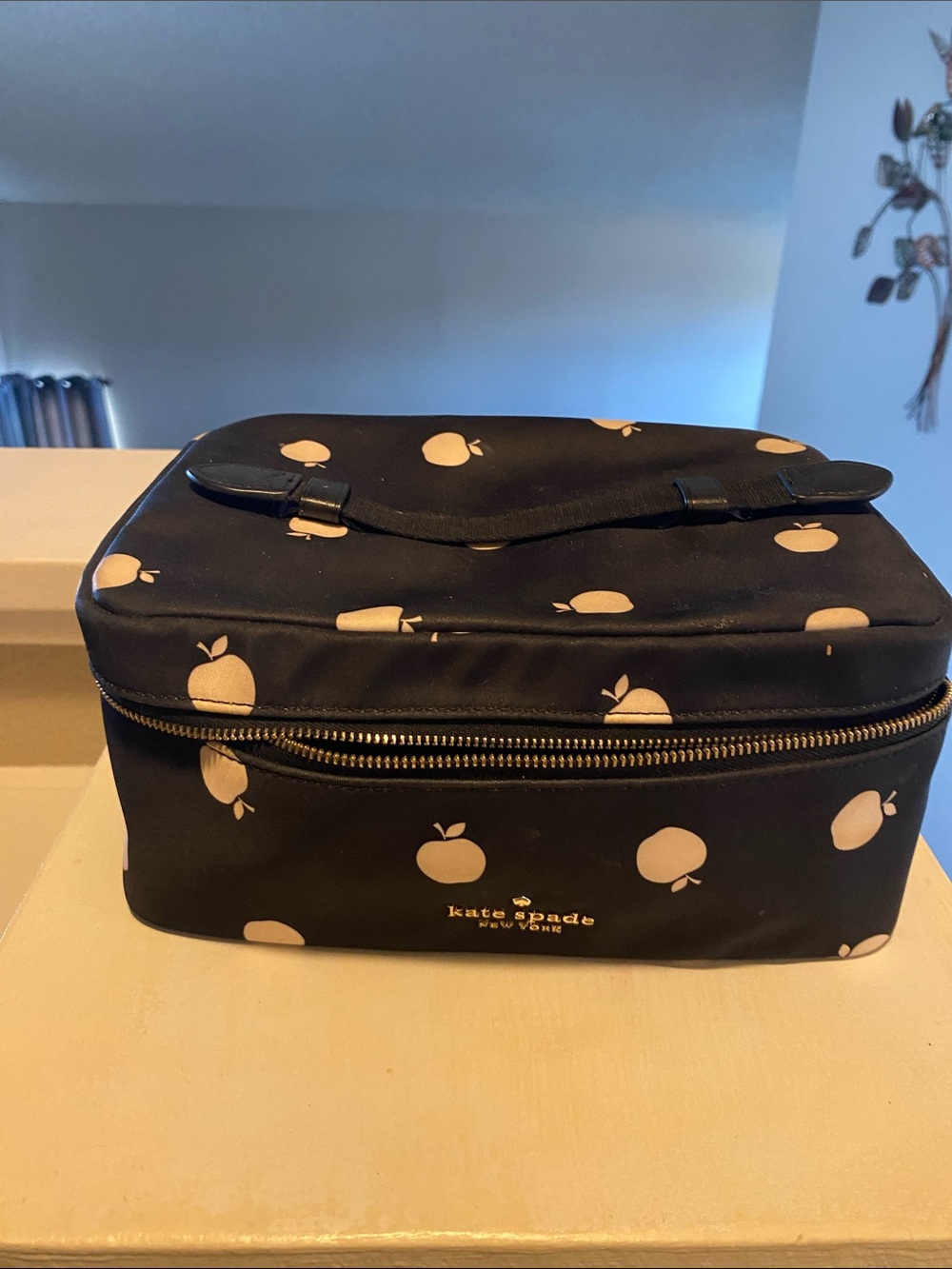 kate spade Black Quilted Cosmetic Case with Gold Hardware